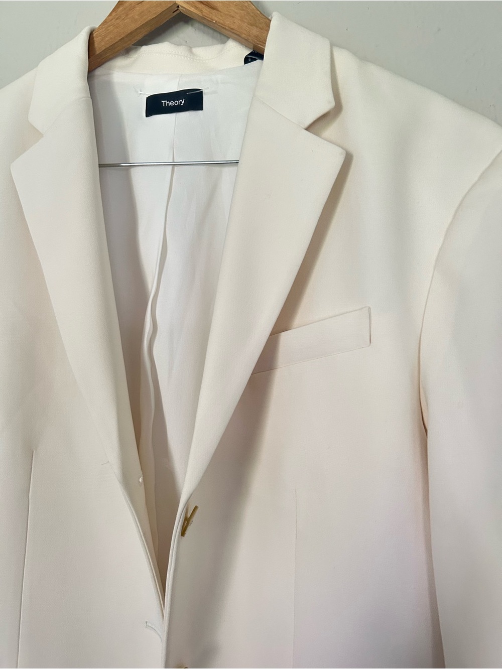 THEORY Admiral Crepe Boxy Blazer Ivory Small Medium Rice - Picture 11 of 11